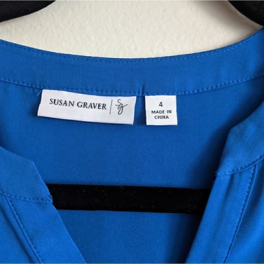 (Susan Graver) Blue Tunic Blouse 4 - Picture 5 of 10